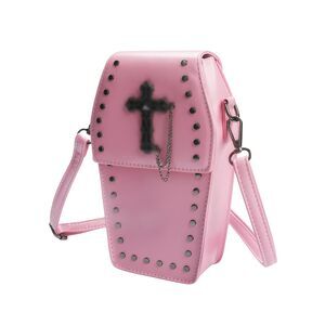 6863 Coffin Crossbody Purse Gothic Y2K PU Leather Skull Cross Cell Phone